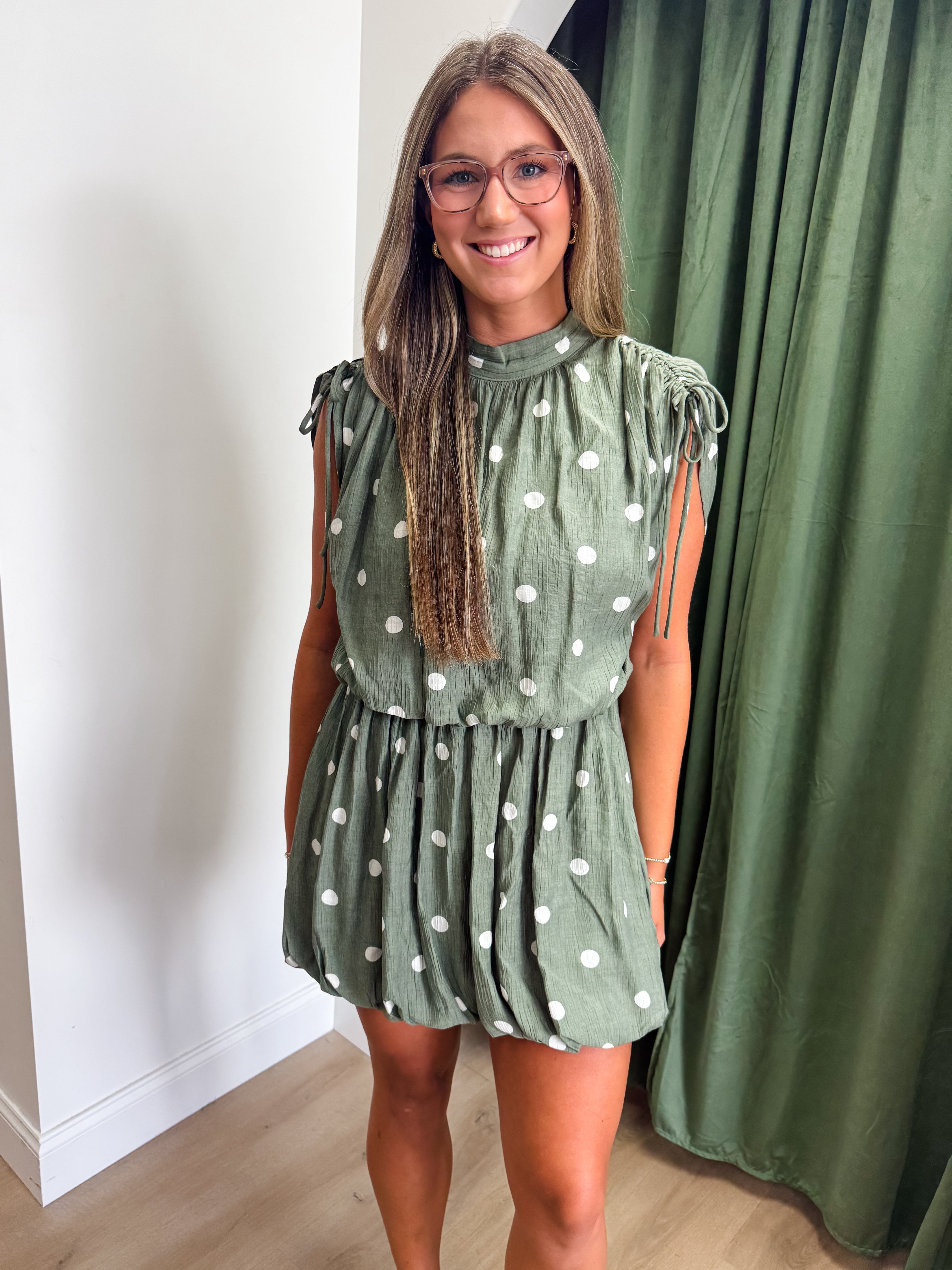 Polka Dot Moment Dress - Olive