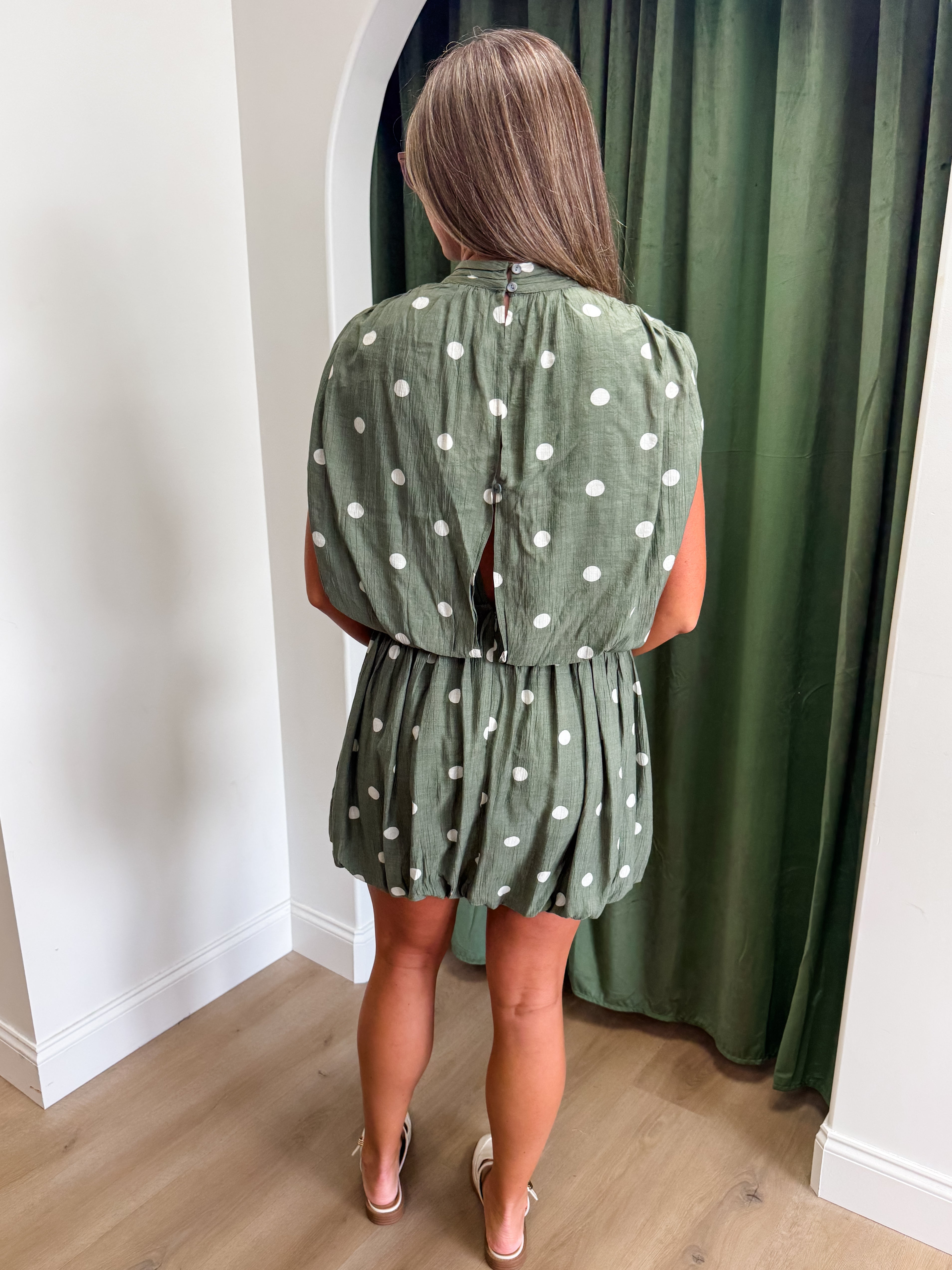 Polka Dot Moment Dress - Olive