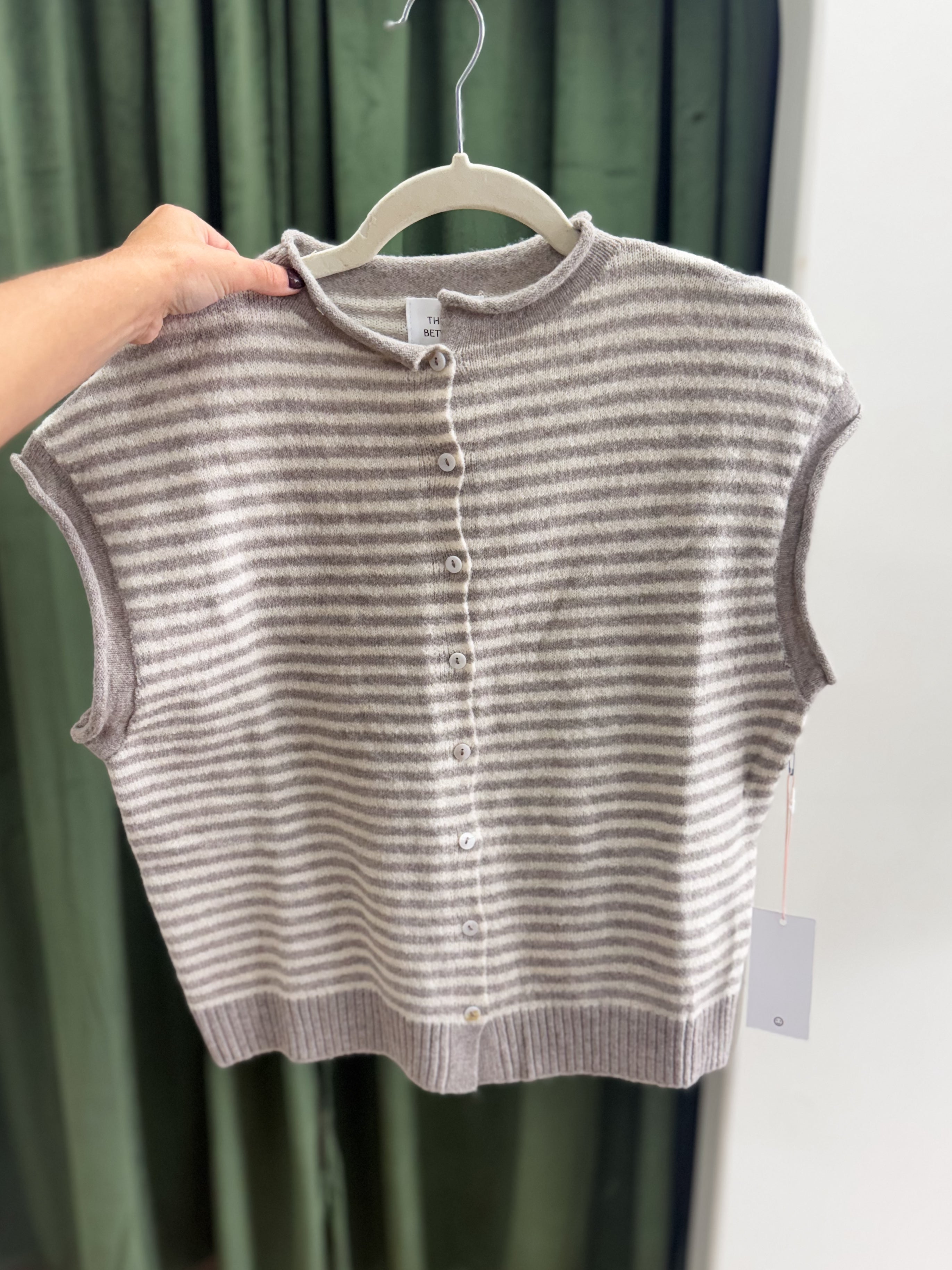 Swept Away Cardigan - Grey Stripe