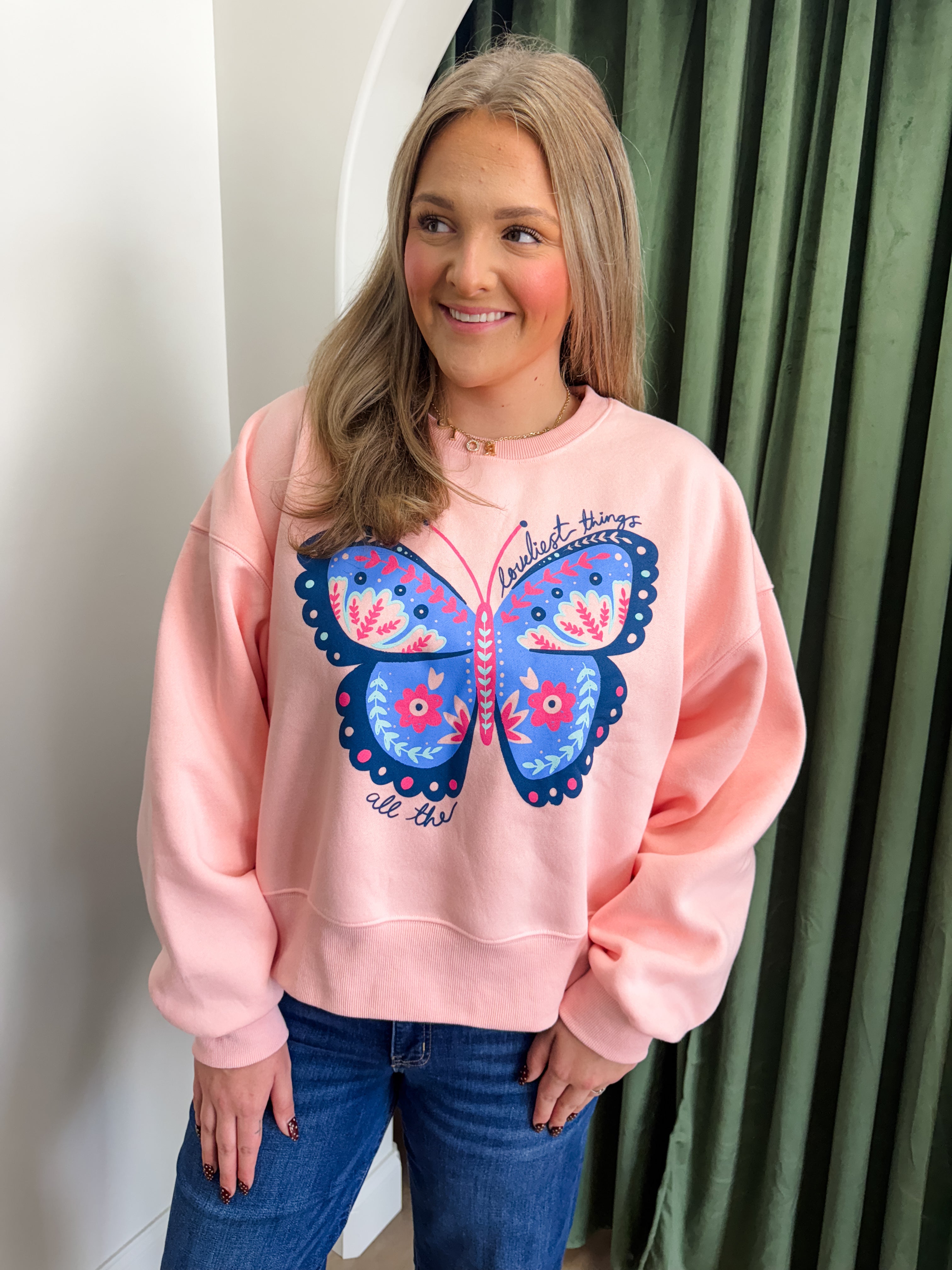 Loveliest Butterfly Crop Sweatshirt