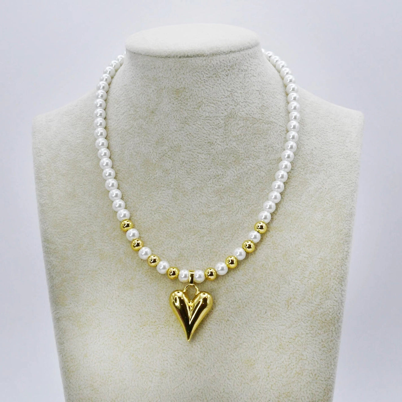 Pearly Teardrop Heart Necklace