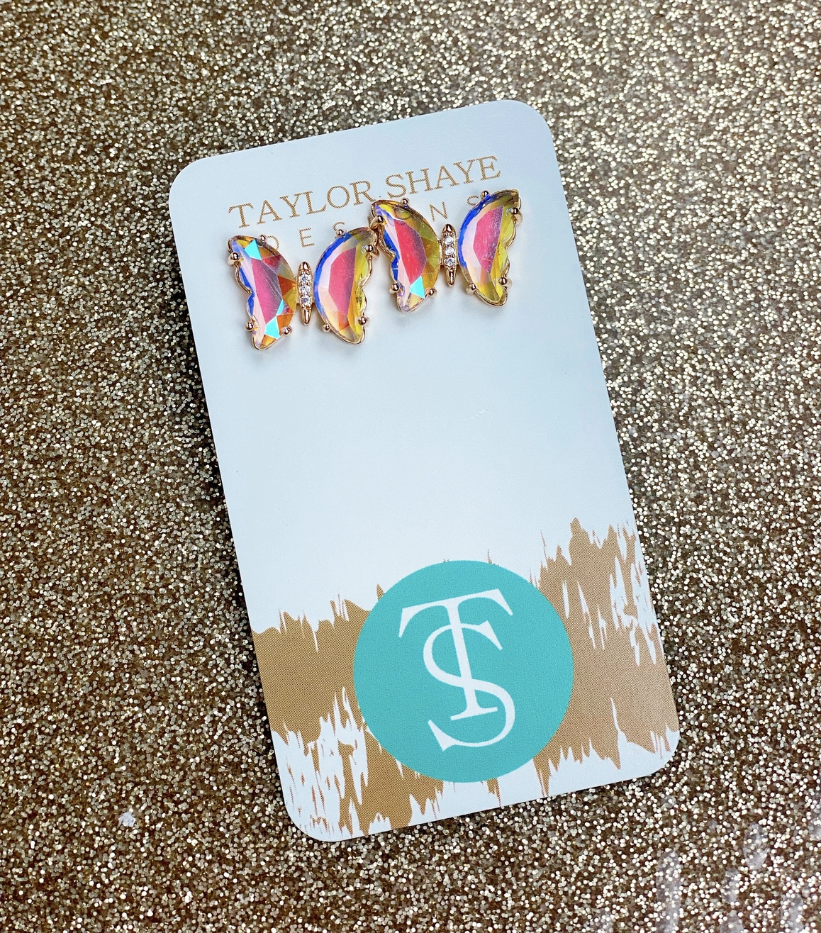 Colorful Crystal Butterfly Earrings