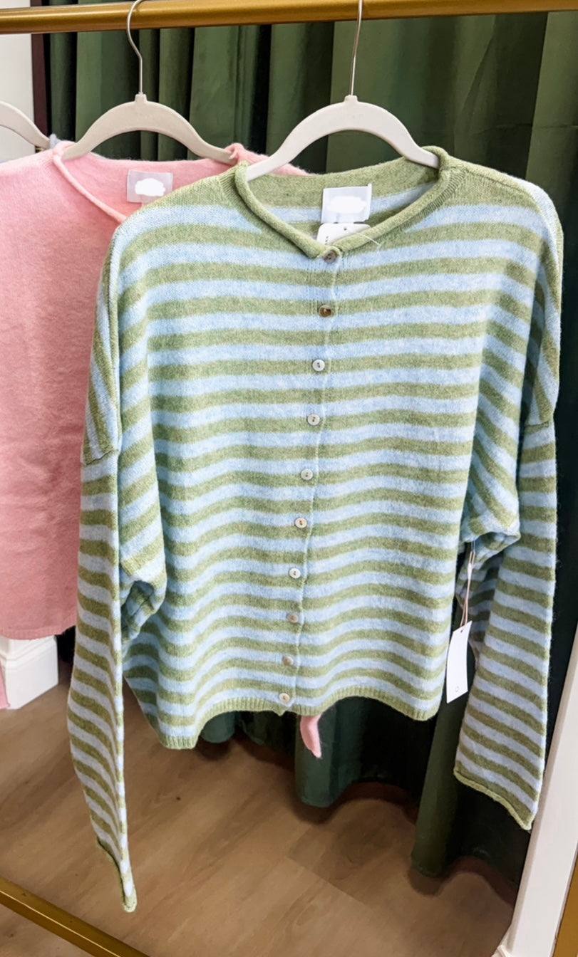 Piper Cardigan - Matcha Stripes