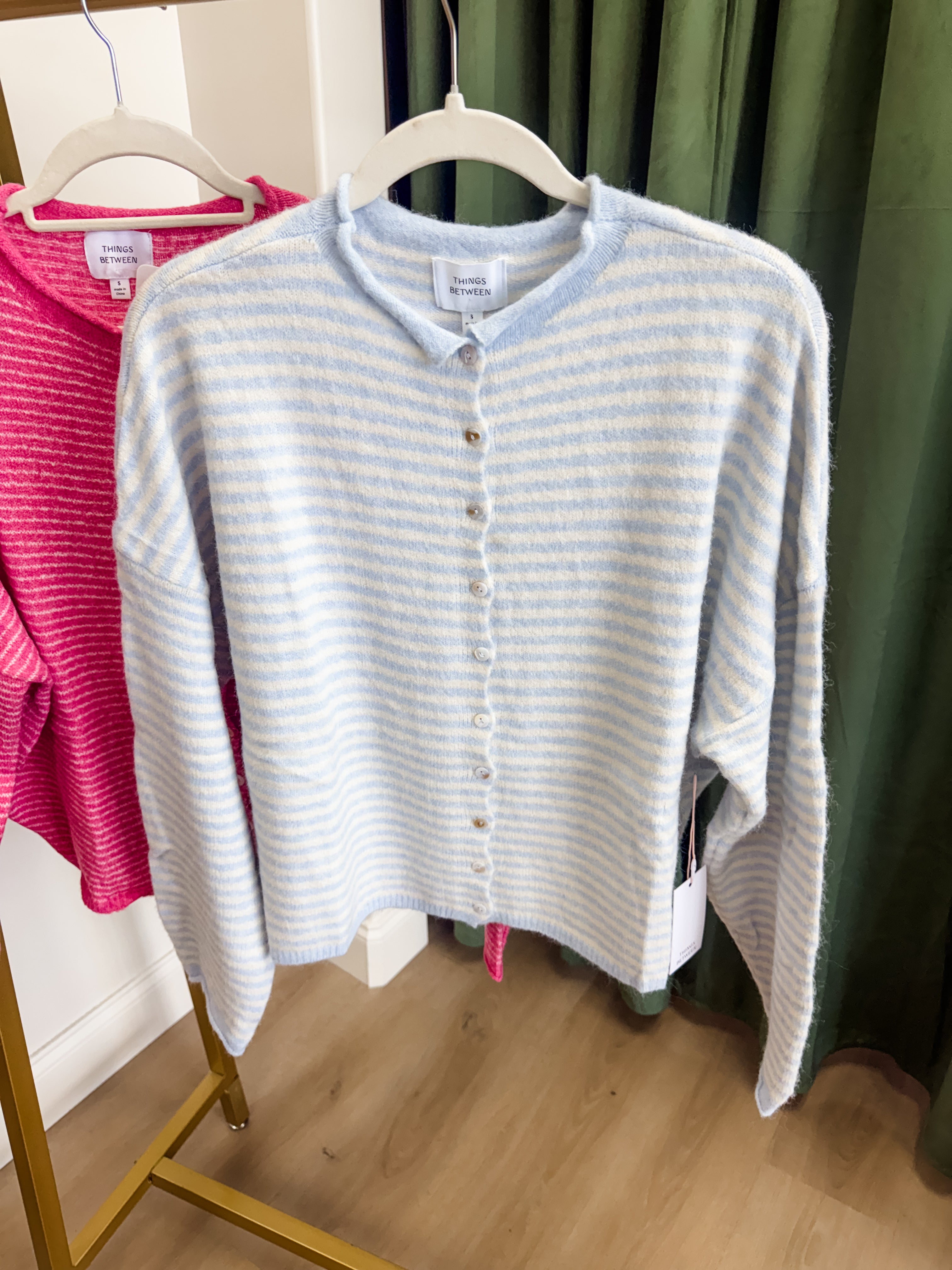 Piper Cardigan - L Blue Stripes