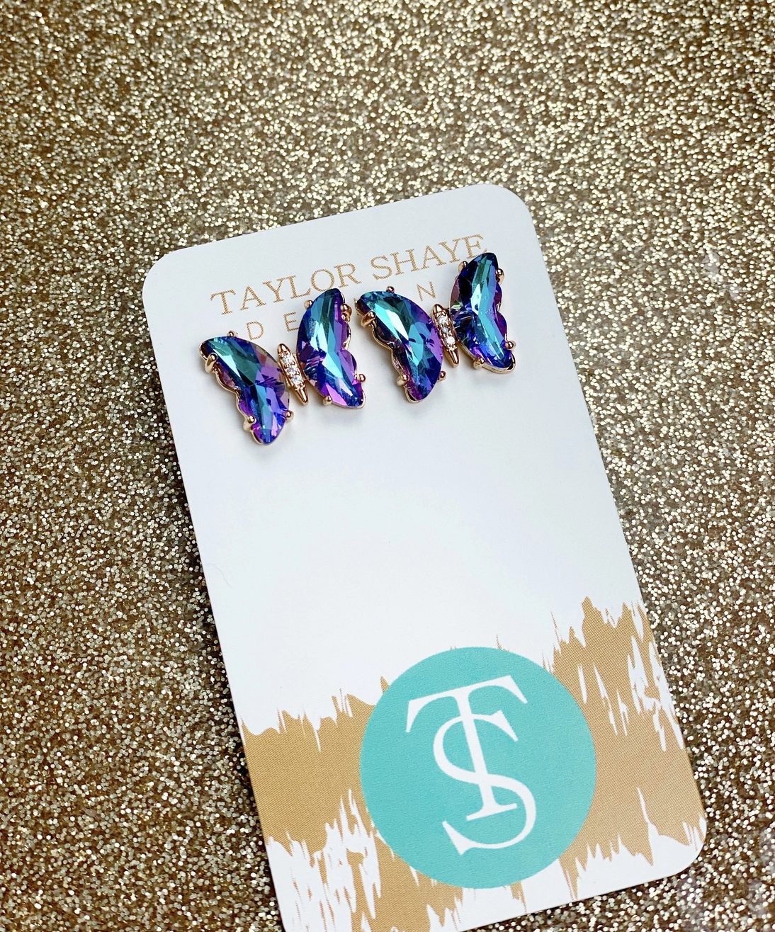 Colorful Crystal Butterfly Earrings