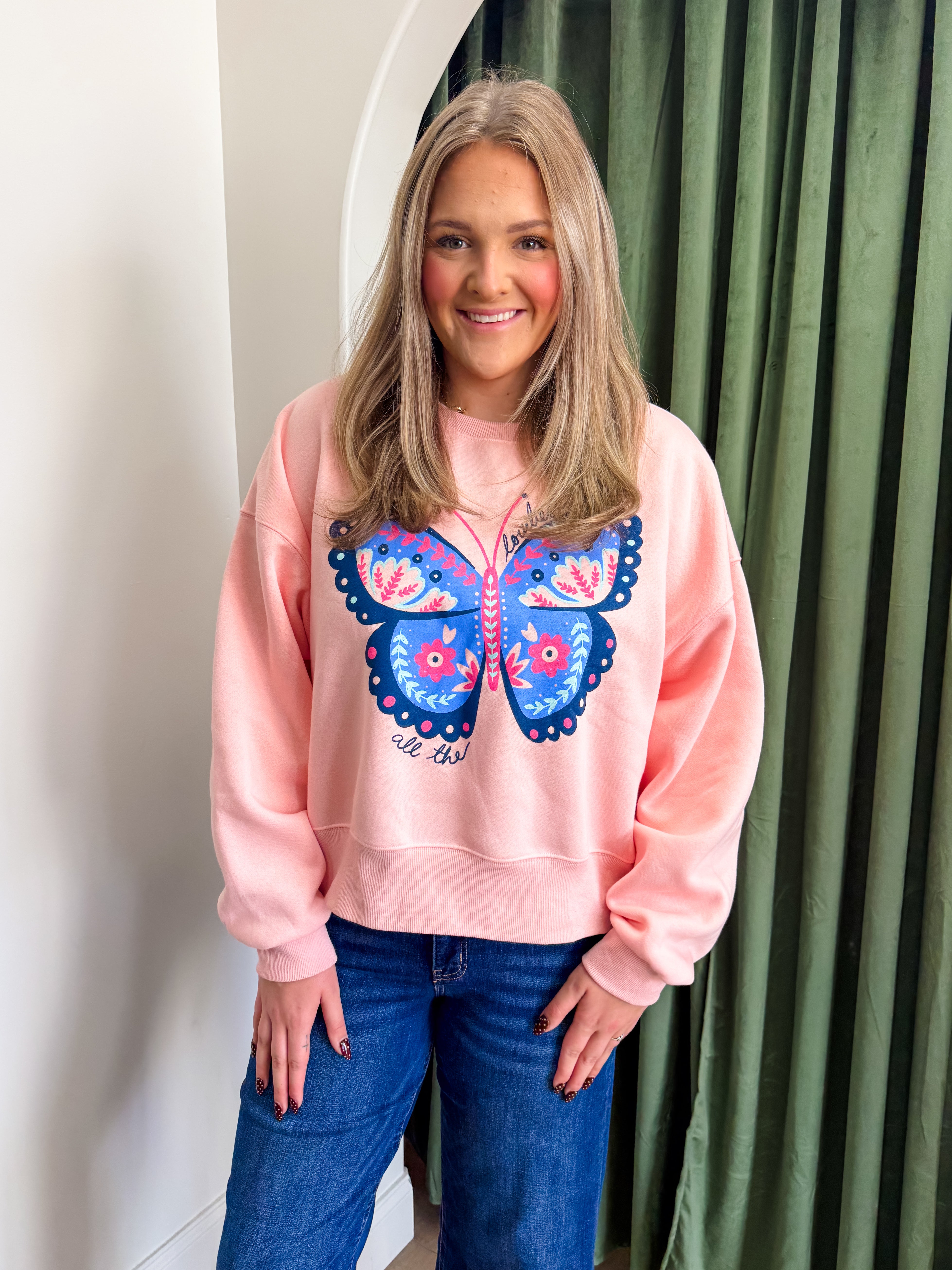 Loveliest Butterfly Crop Sweatshirt