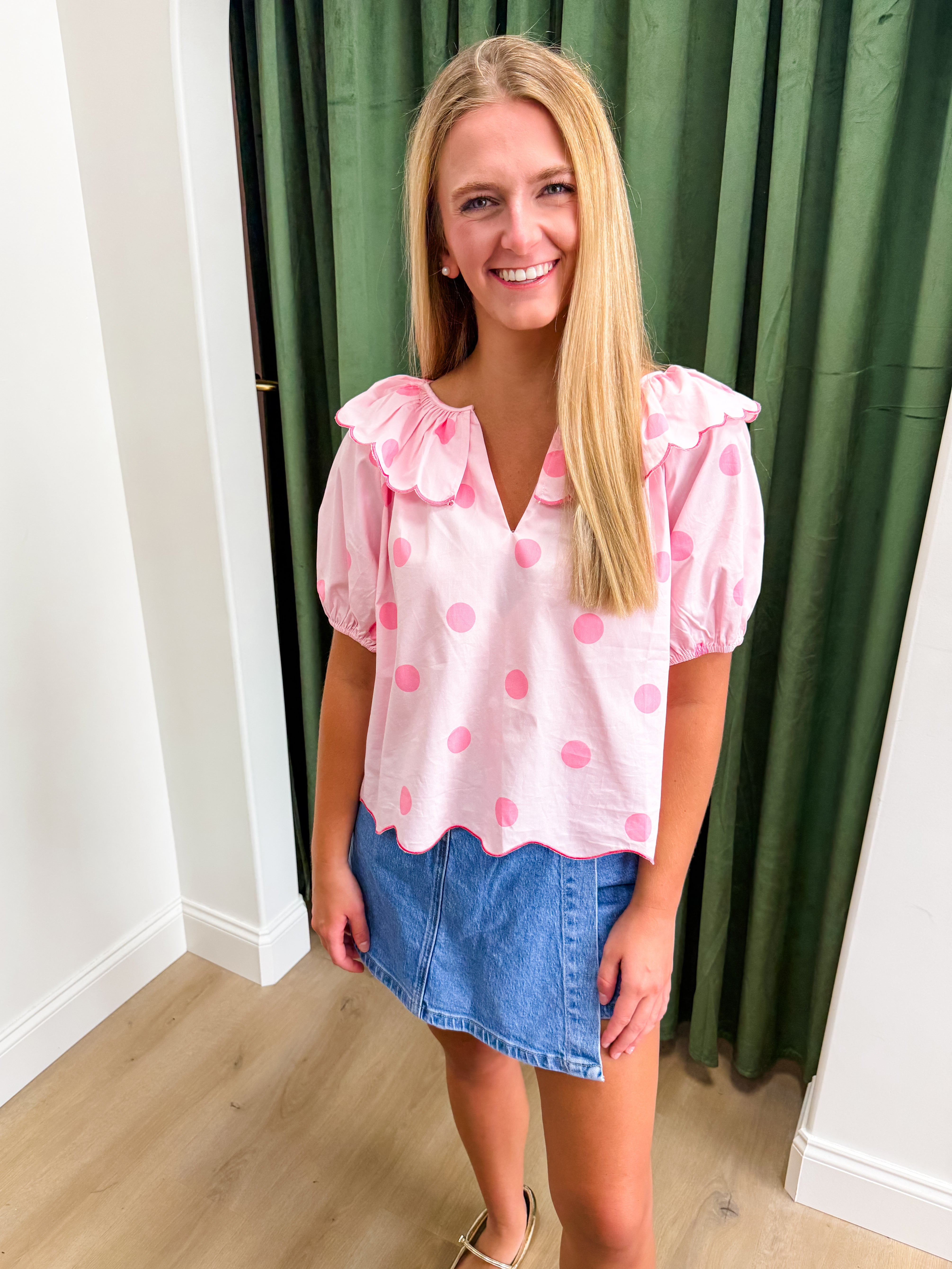 Pink Polka Dot Top