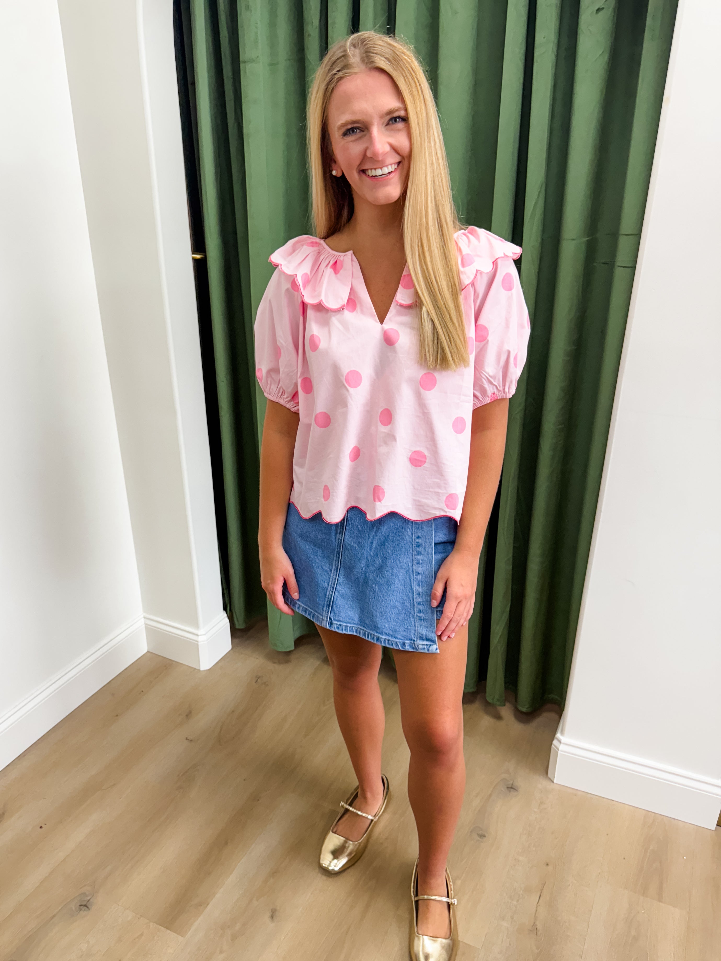 Pink Polka Dot Top