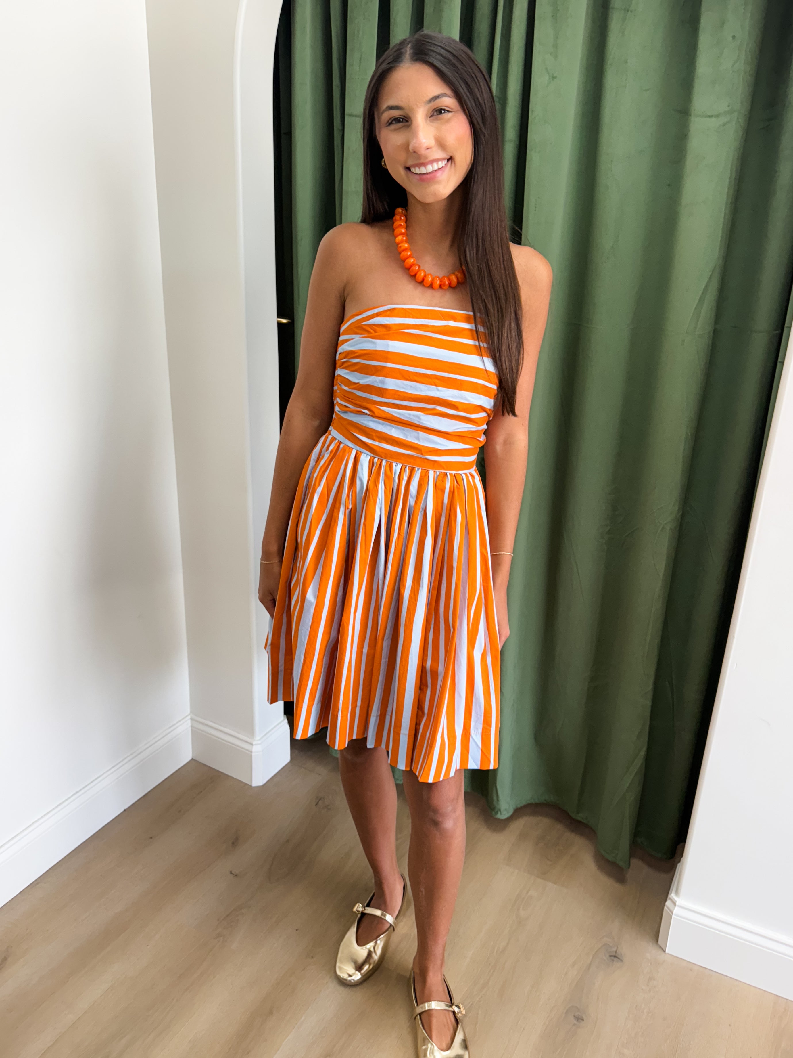 Stripe Sensation Dress - Orange