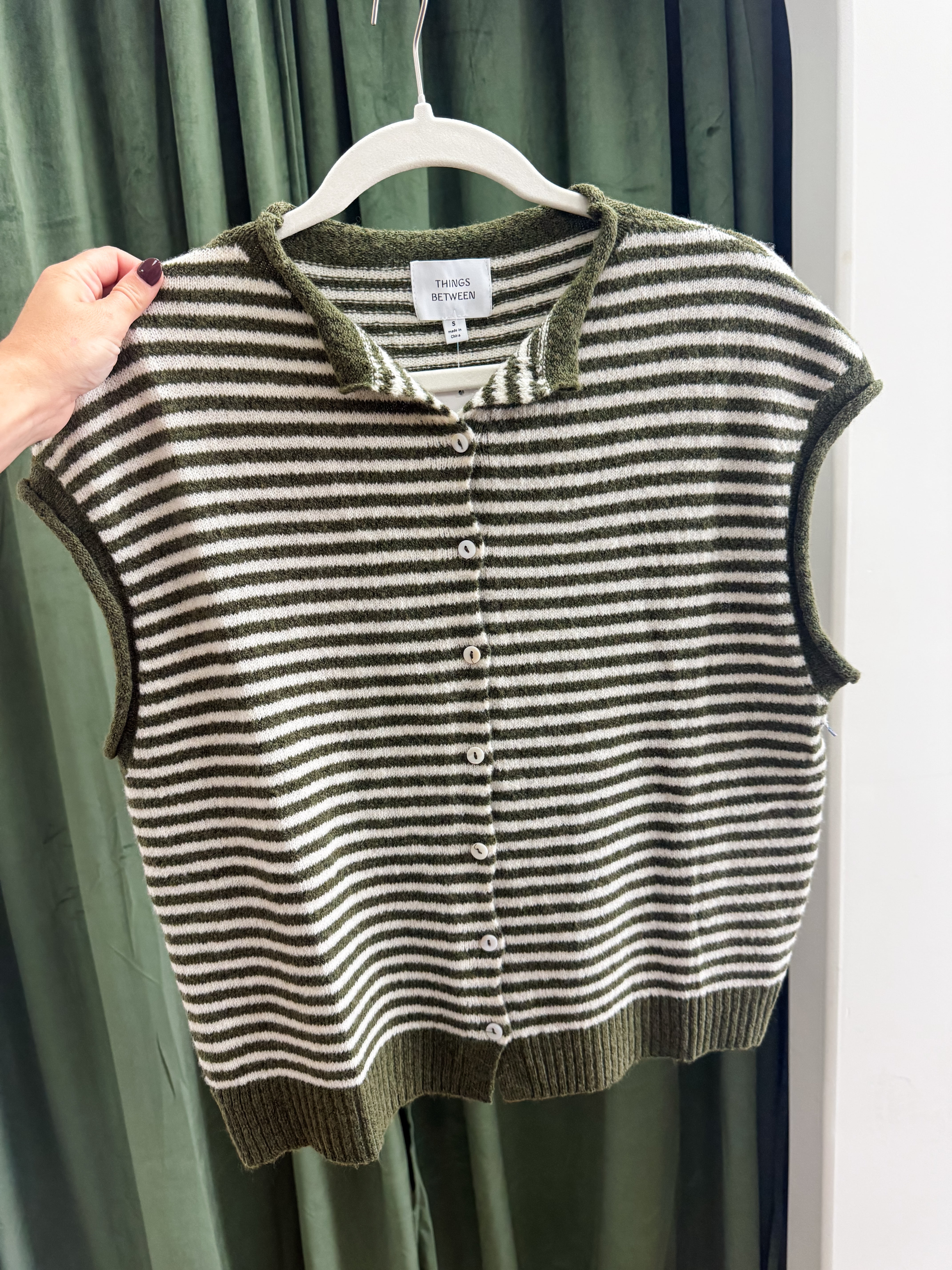 Swept Away Cardigan - Olive Stripe