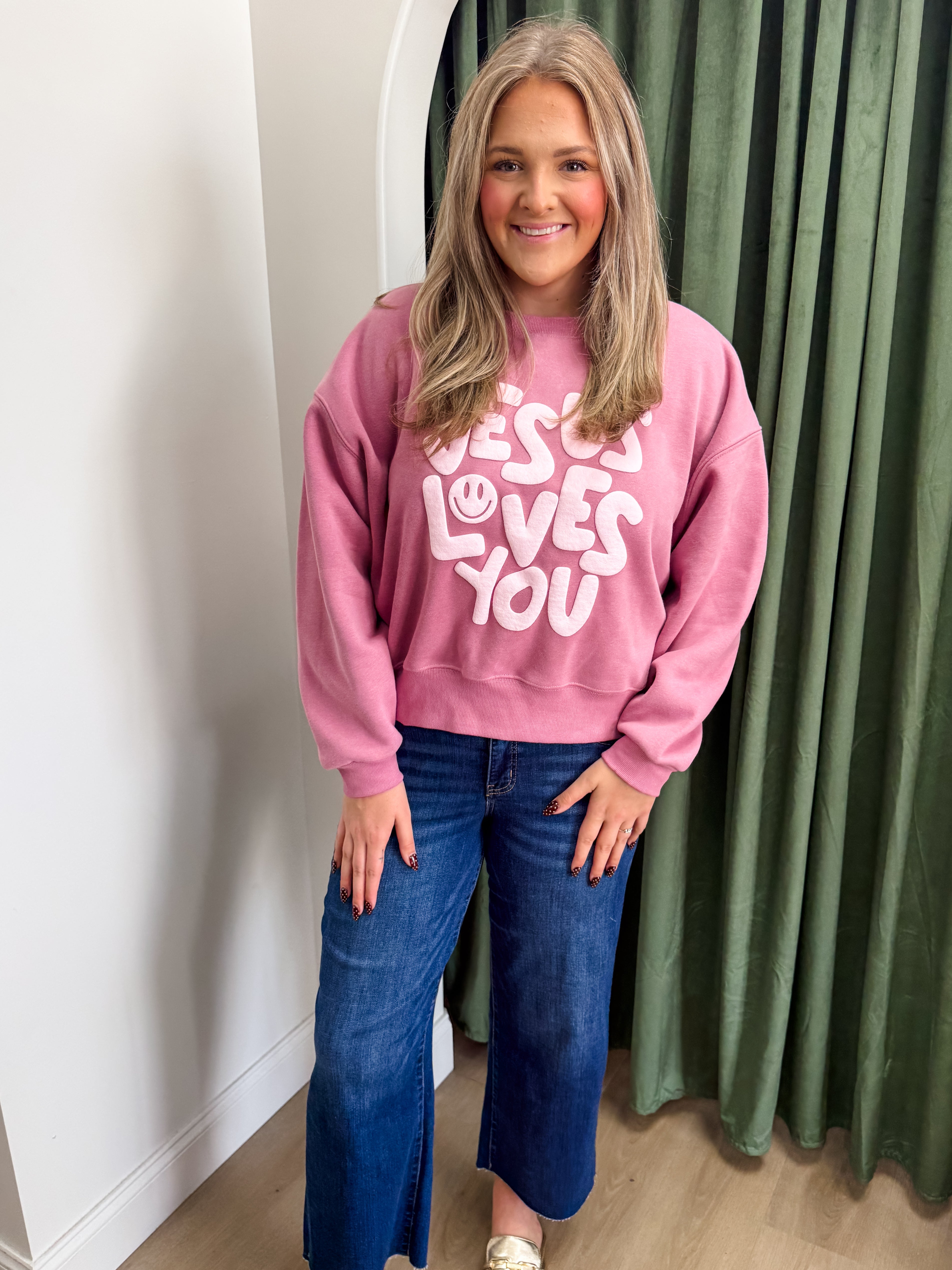 Jesus Loves You Crop Sweatshirt