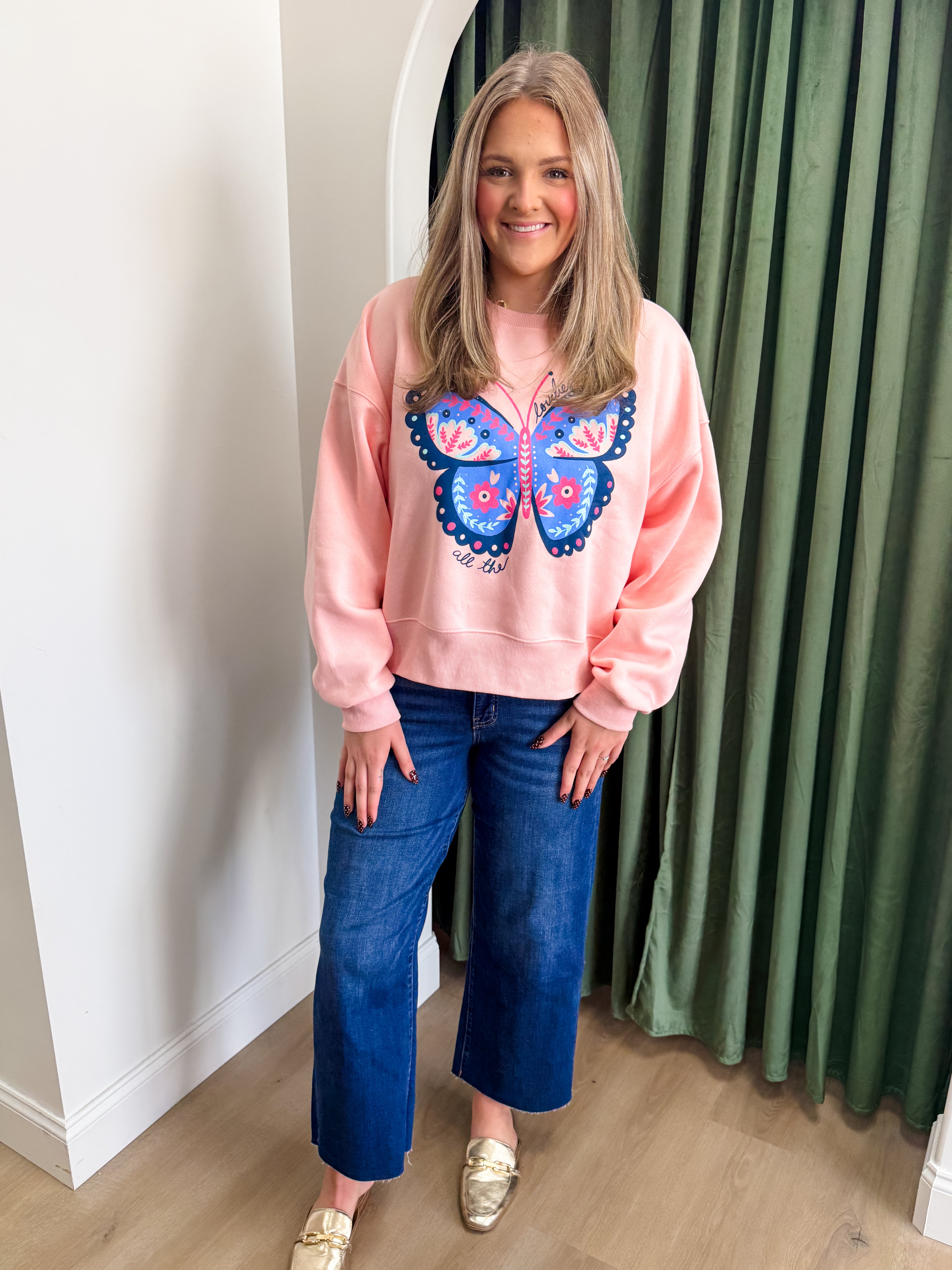 Loveliest Butterfly Crop Sweatshirt