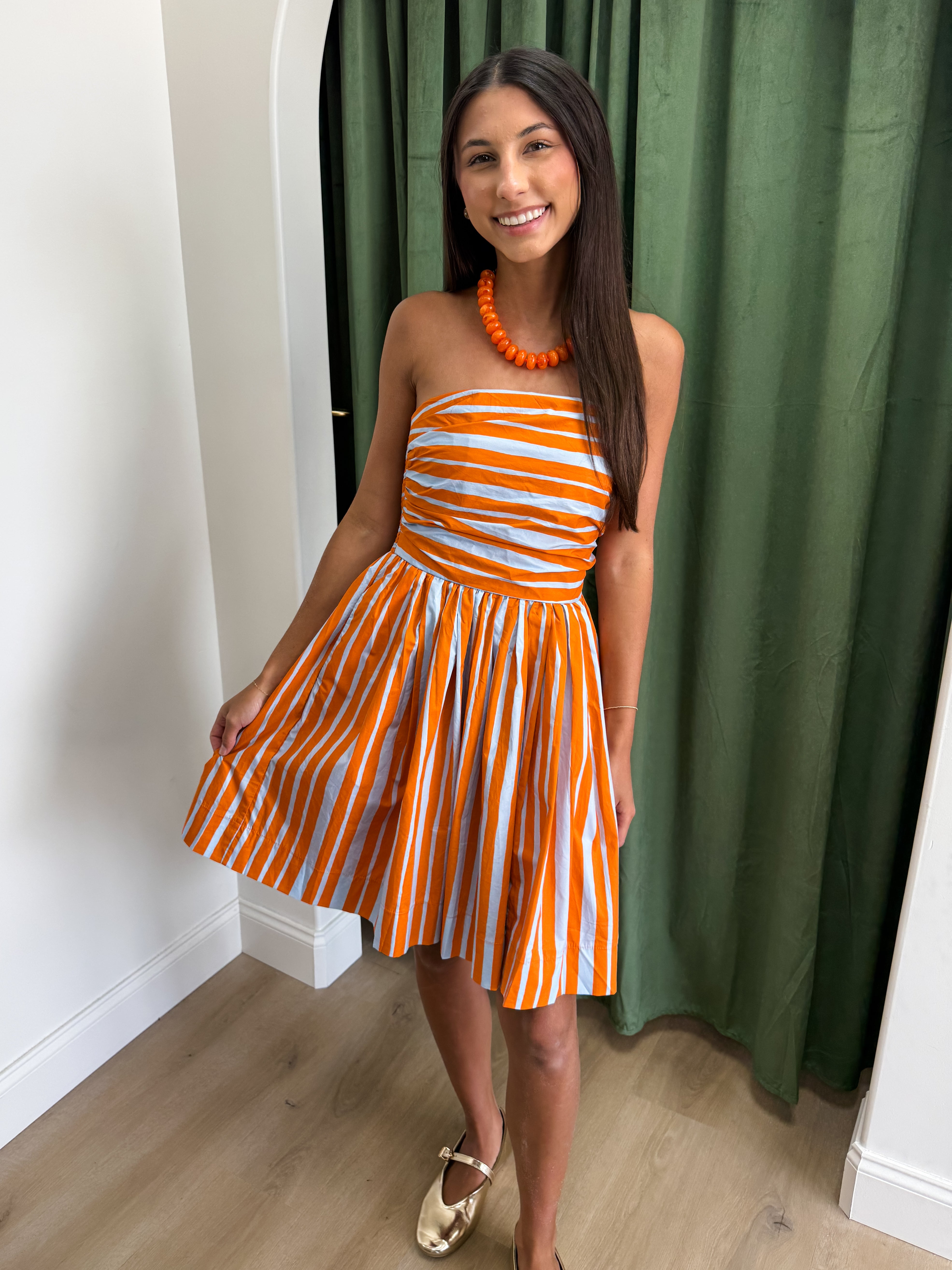 Stripe Sensation Dress - Orange