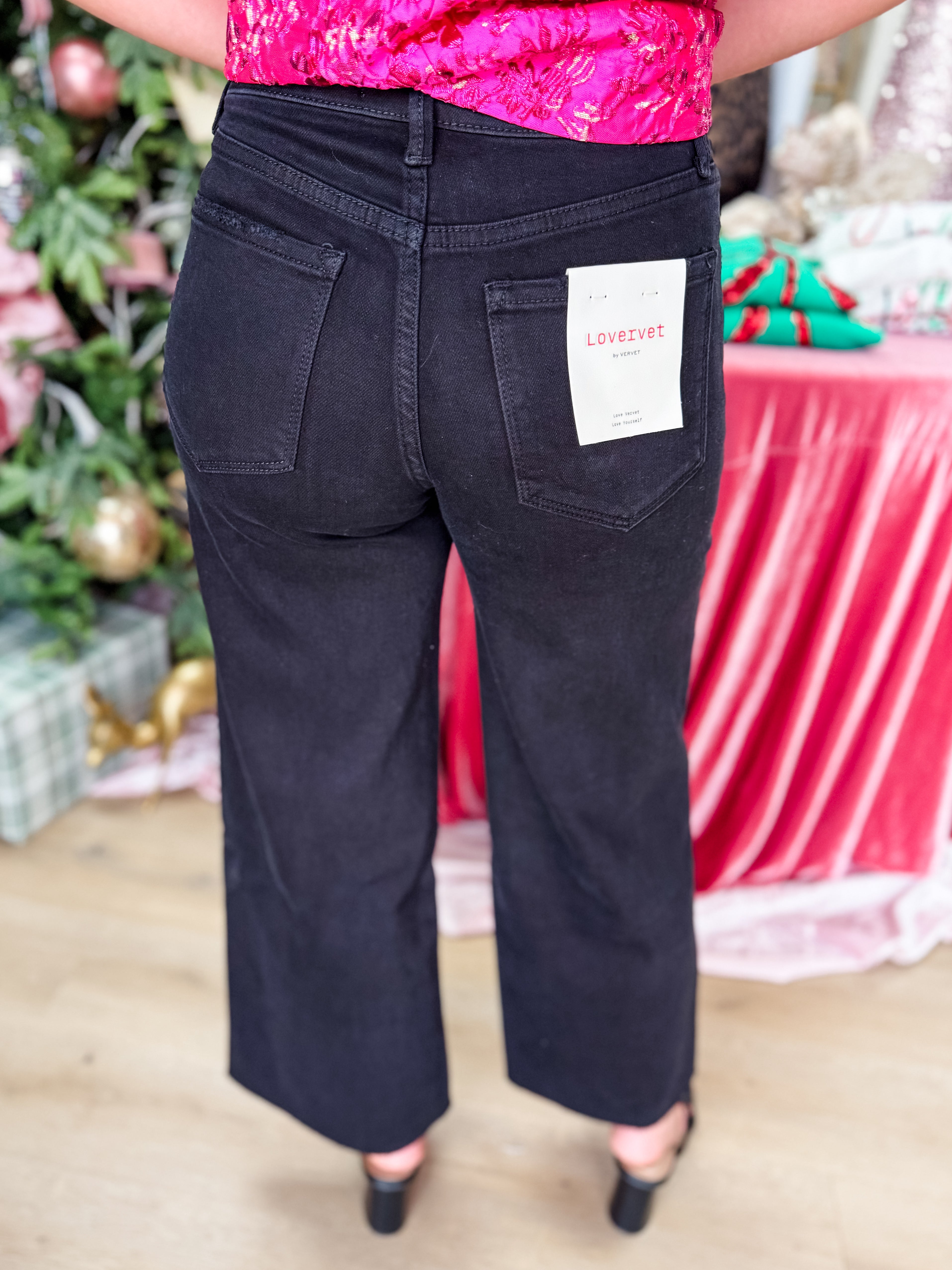 Whitney Black Wide Leg Denim - VERVET