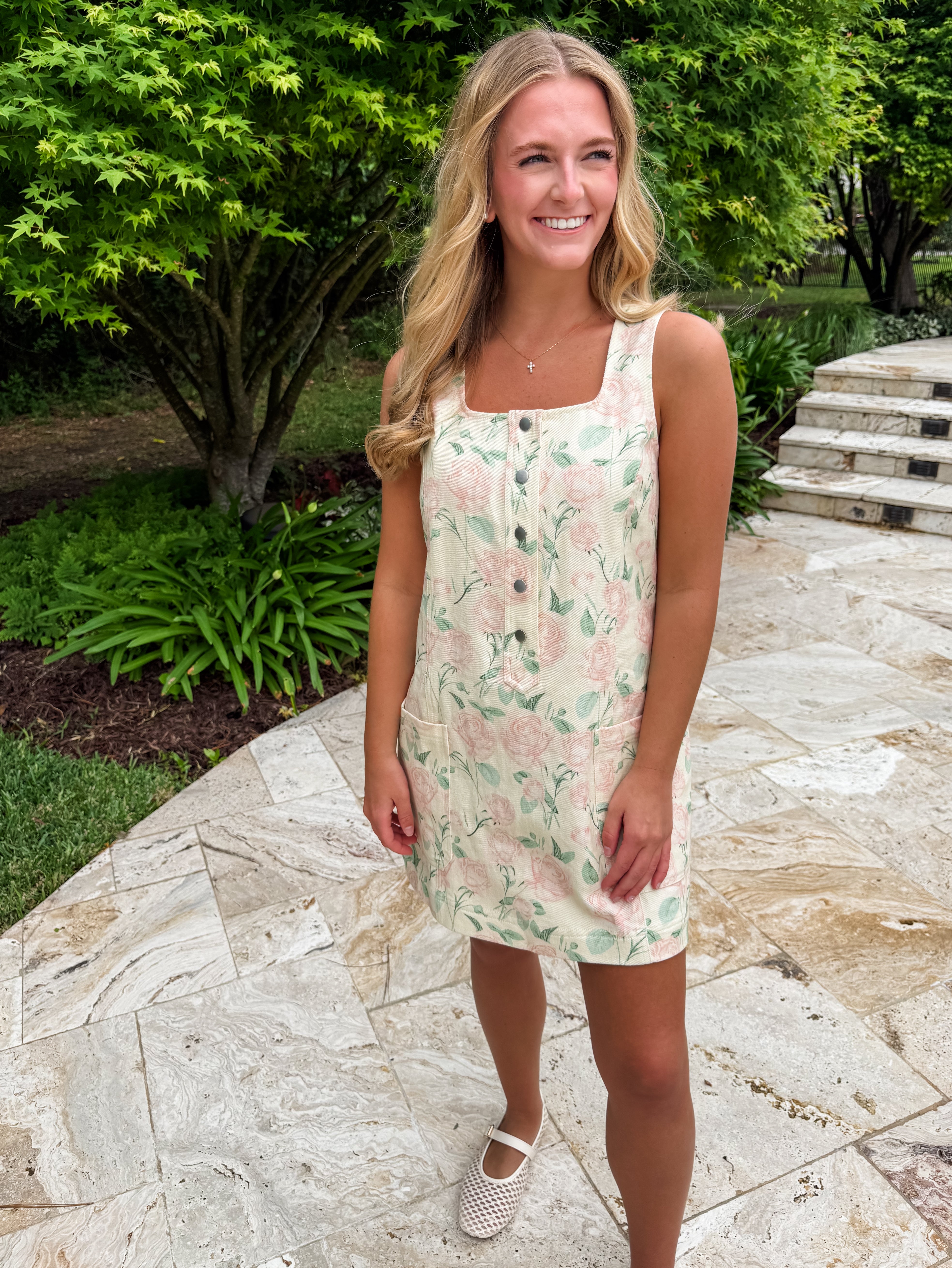 Vintage Rose Denim Dress