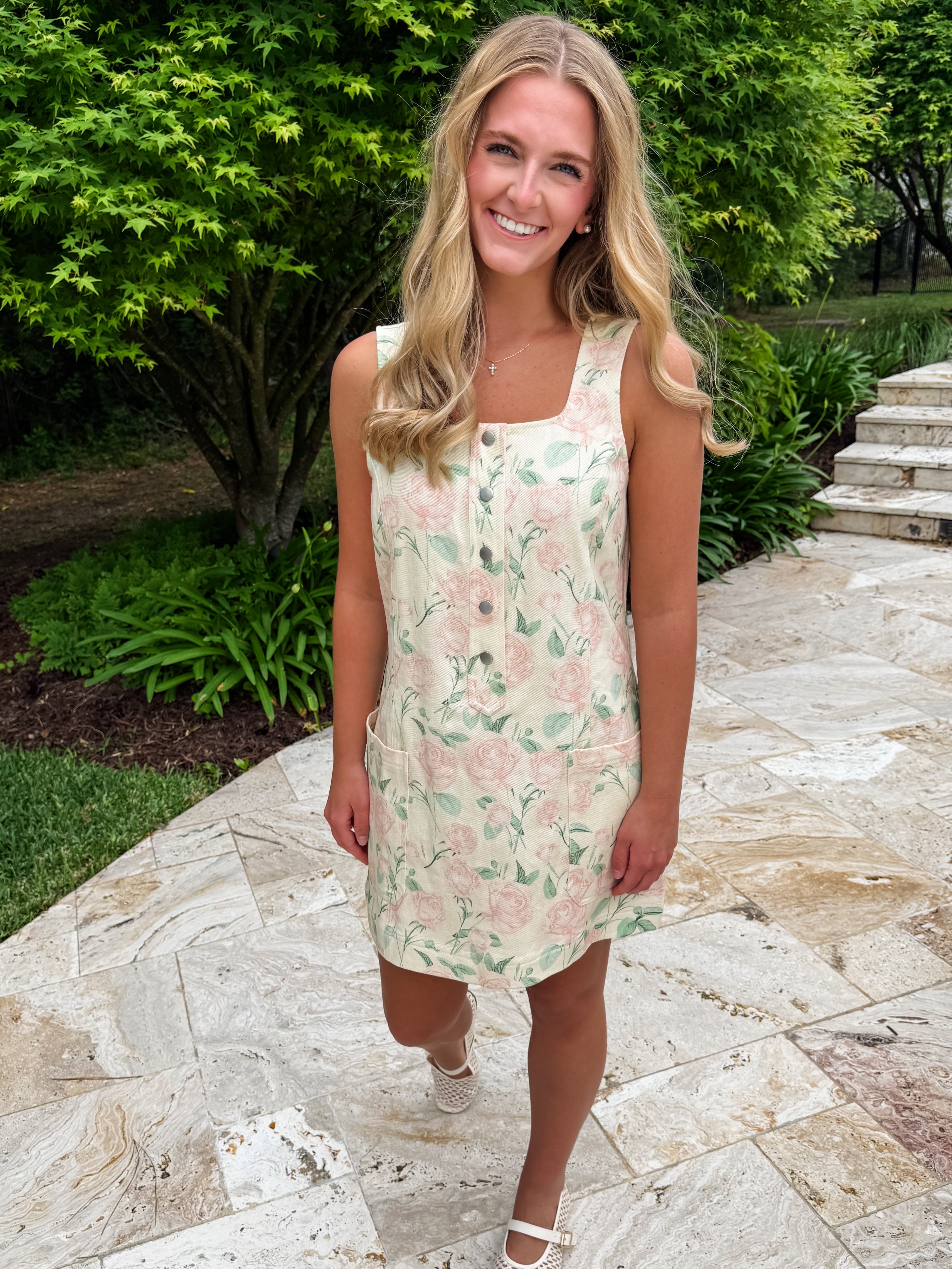 Vintage Rose Denim Dress