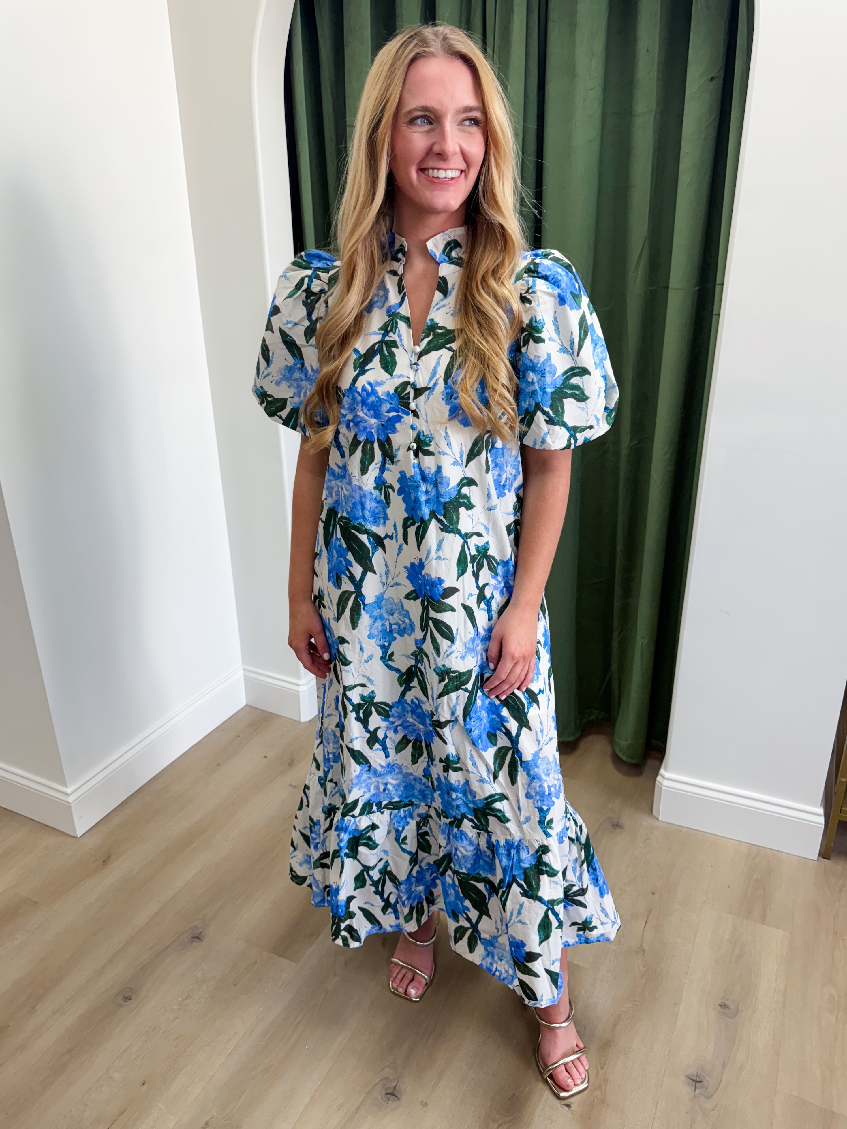 Home Grown Midi Dress - Blue