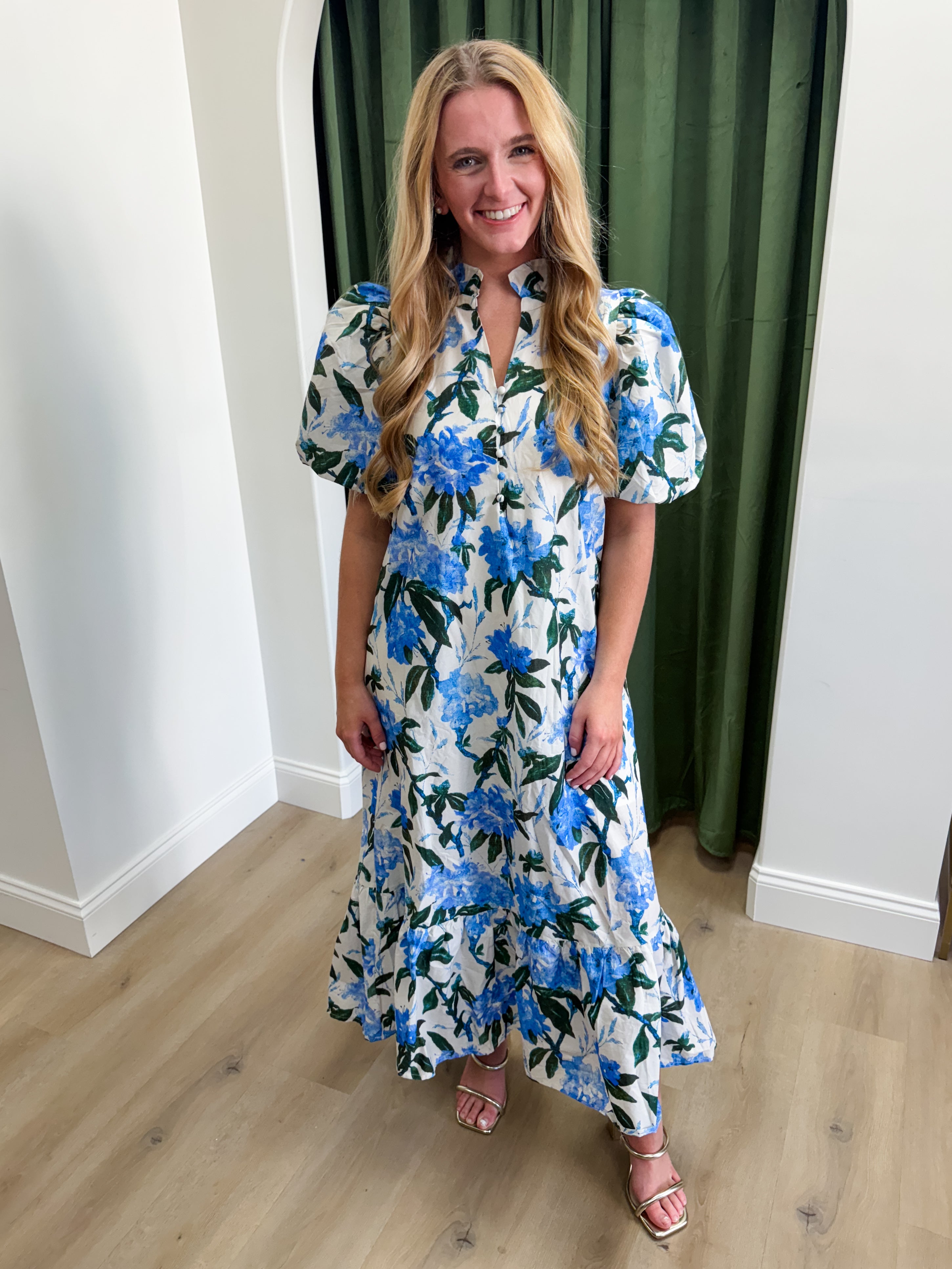 Home Grown Midi Dress - Blue