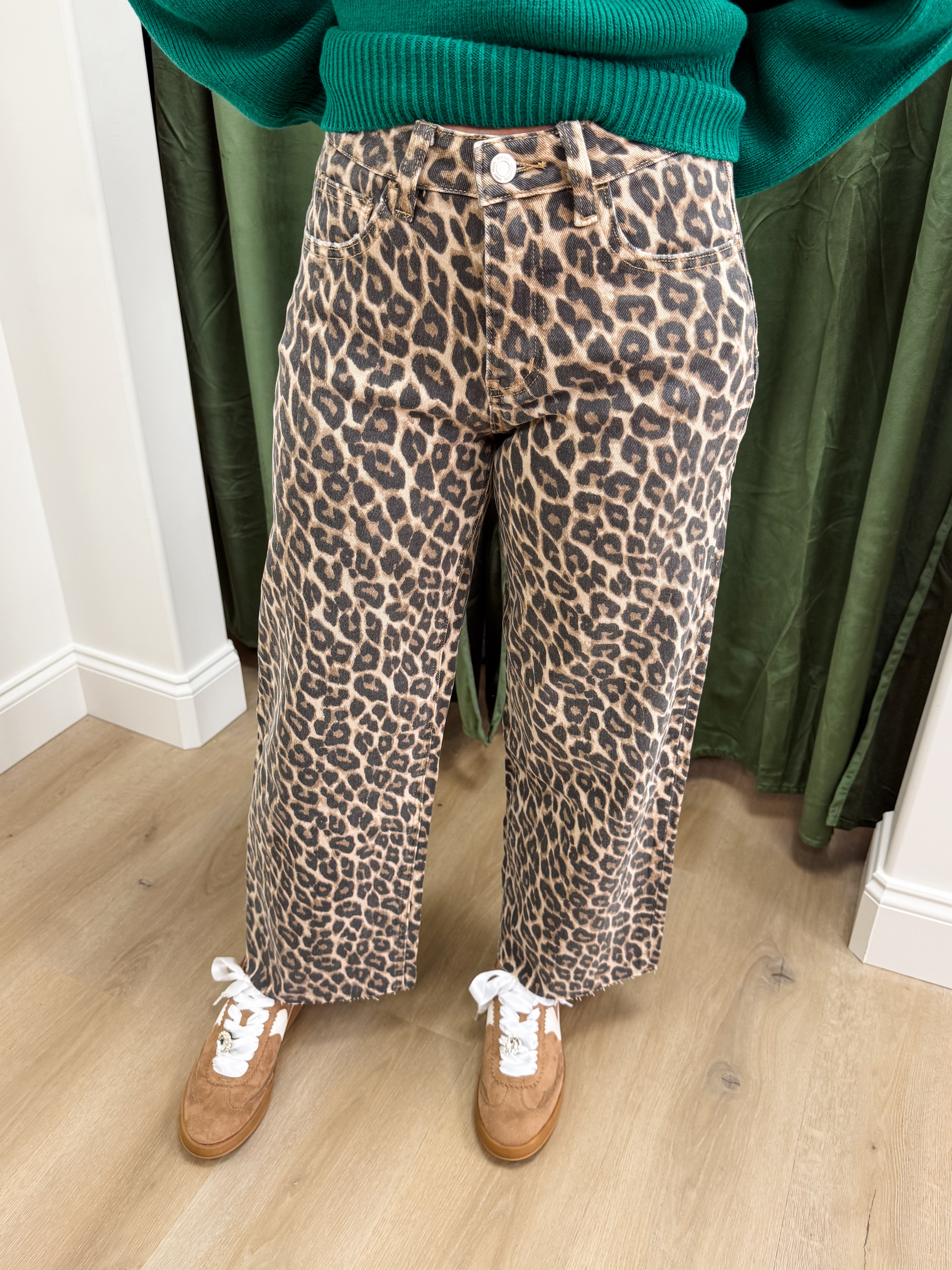 Mila Leopard Wide Leg Denim