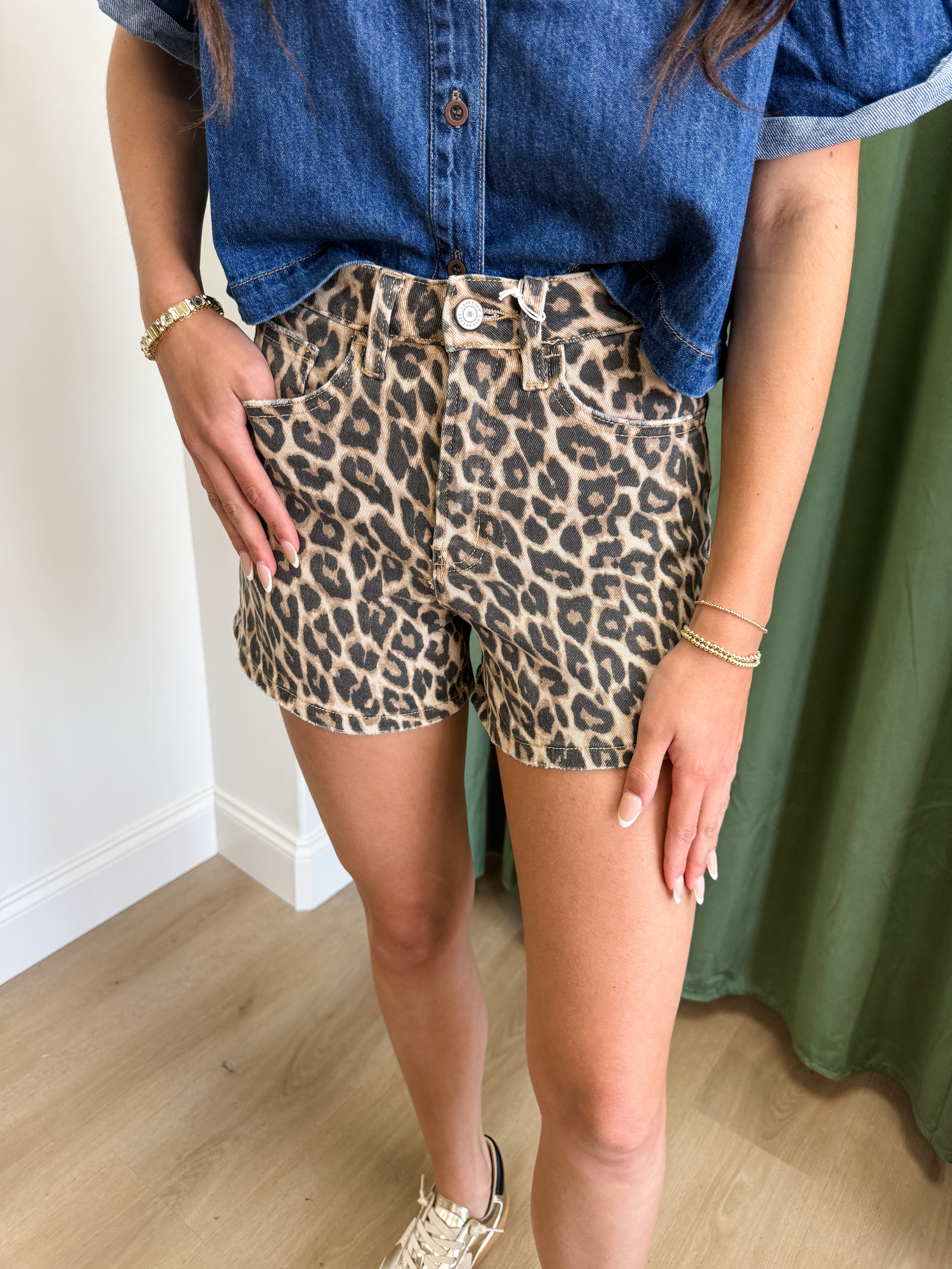 Leopard Lane Denim Shorts