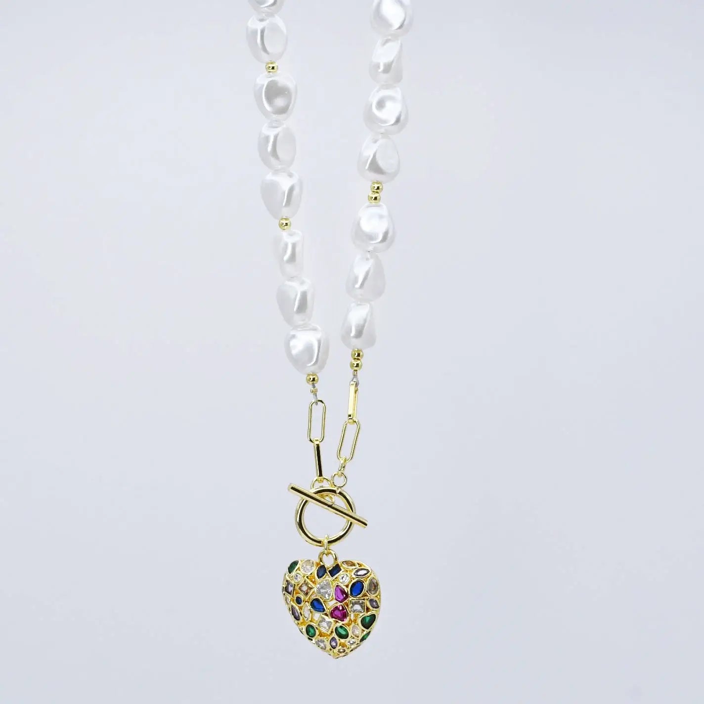 Radiant Pearl Heart Necklace